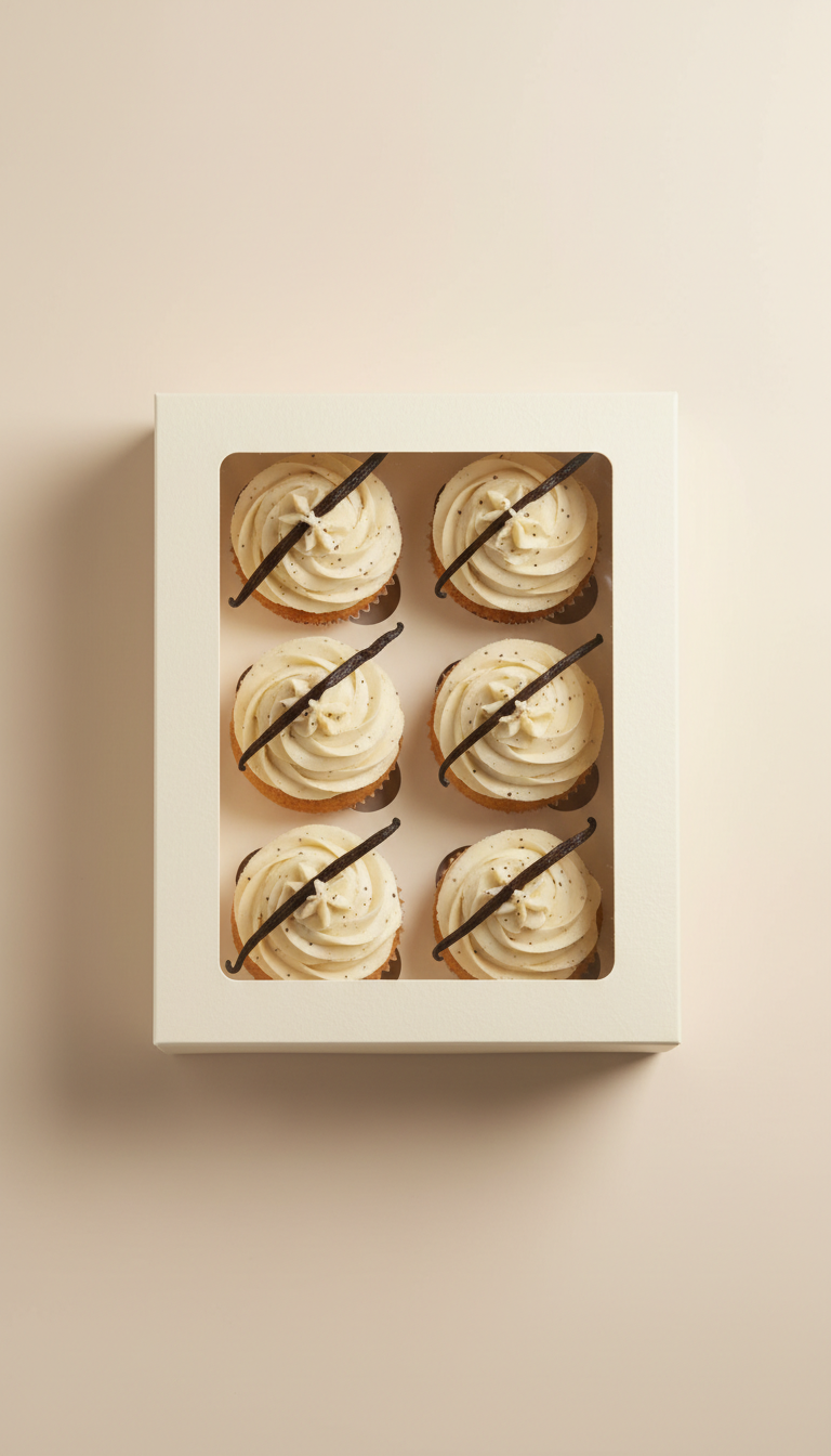 Elegant Boxed Vanilla Bean Cupcakes